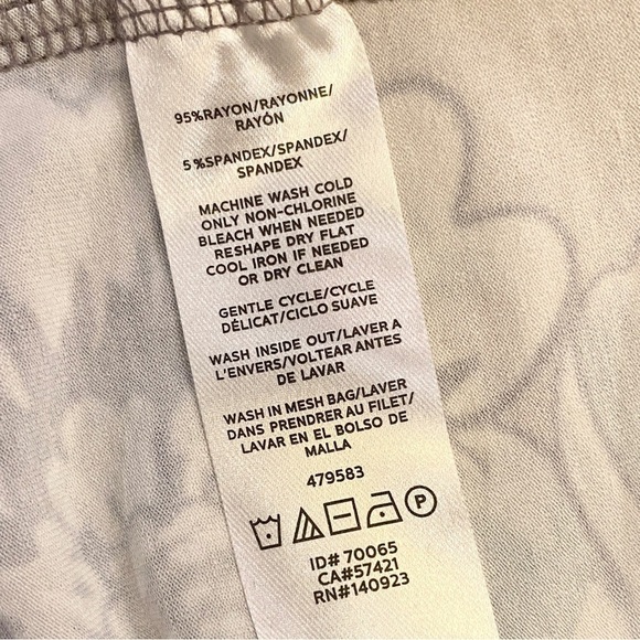 Loft NWT Outlet Size Medium Stretchy Dress Gray Teal Yellow Flowers Floral New - Picture 6 of 7